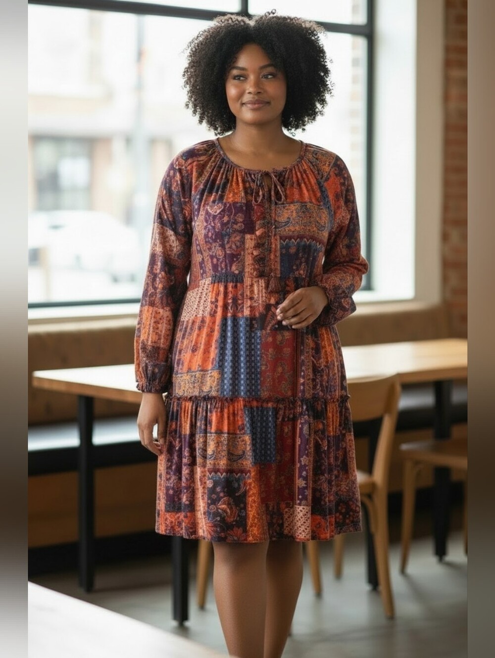 Easel Velvet Patchwork Dress